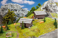 Bâtiments miniatures : 2 Granges à foin 1:87, HO - Faller 130636