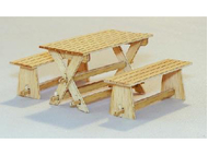 Décors miniatures : Table et bancs de jardin - 1:35 - Plus Model 414