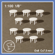 Tables rondes 1:100- miniature pour décors d'architecture