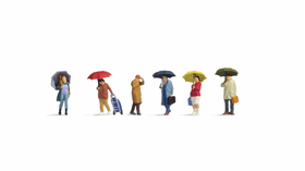 Figurines miniatures : Personnes sous la pluie 1/87 - Noch 15523