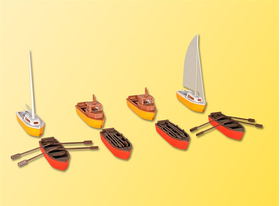 Embarcations miniatures : Ensemble de 8 bateaux - 1:87 H0 - Kibri 39159