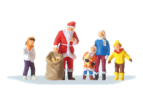 Père noël miniature avec des enfants 1:87, HO - Preiser 29098