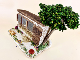 Décors de crèche : clapier et arbre pin 12 cm pour santons - FR 23033