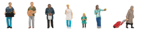 Figurines : 7 passants aux courses 1/87 HO - Faller 151642