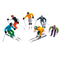 Miniatures de 6 figurines debout à ski - 1:32 - 5694